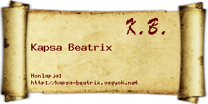 Kapsa Beatrix névjegykártya